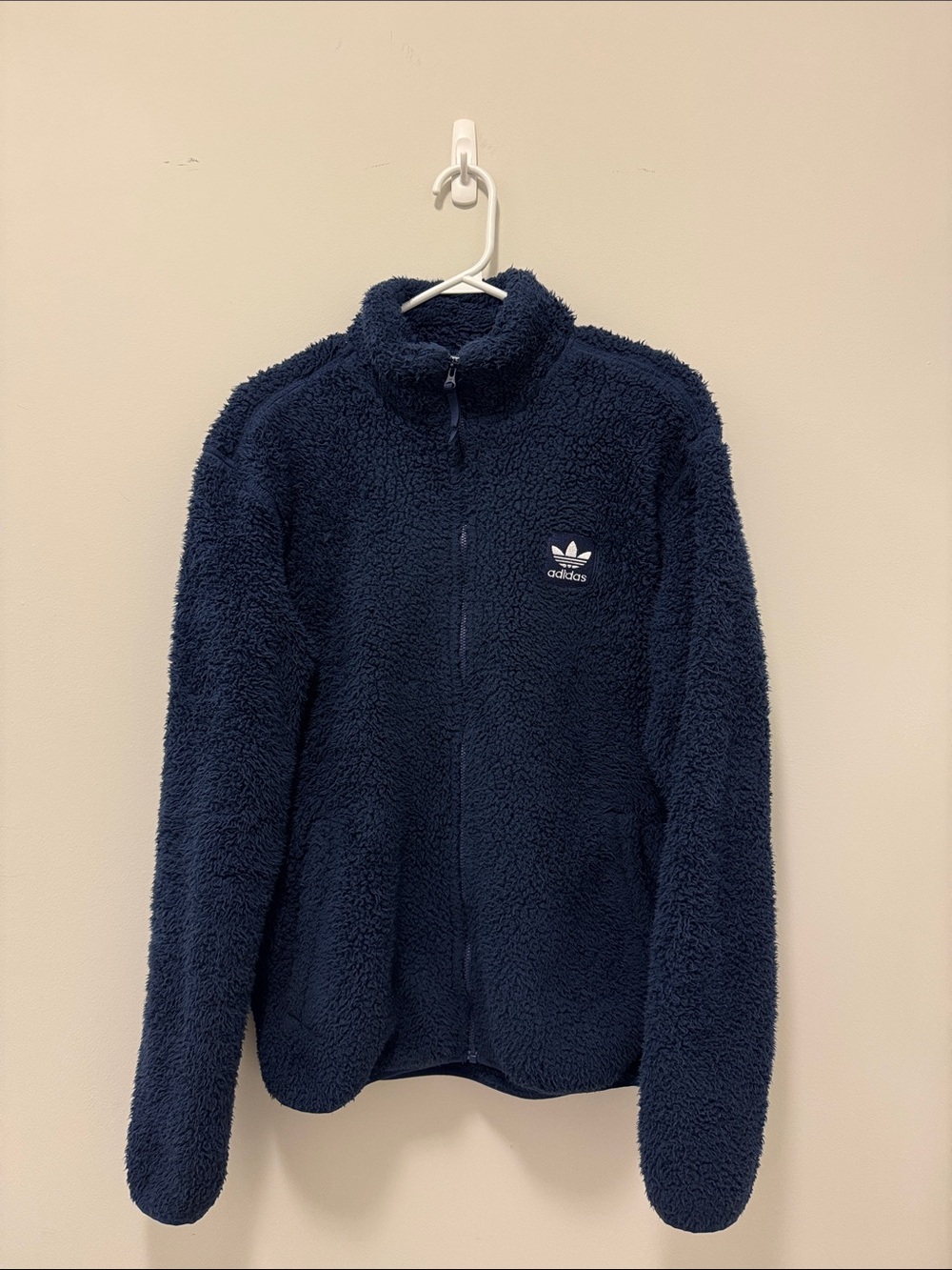 adidas Navy Sherpa Zip-Up Jacket